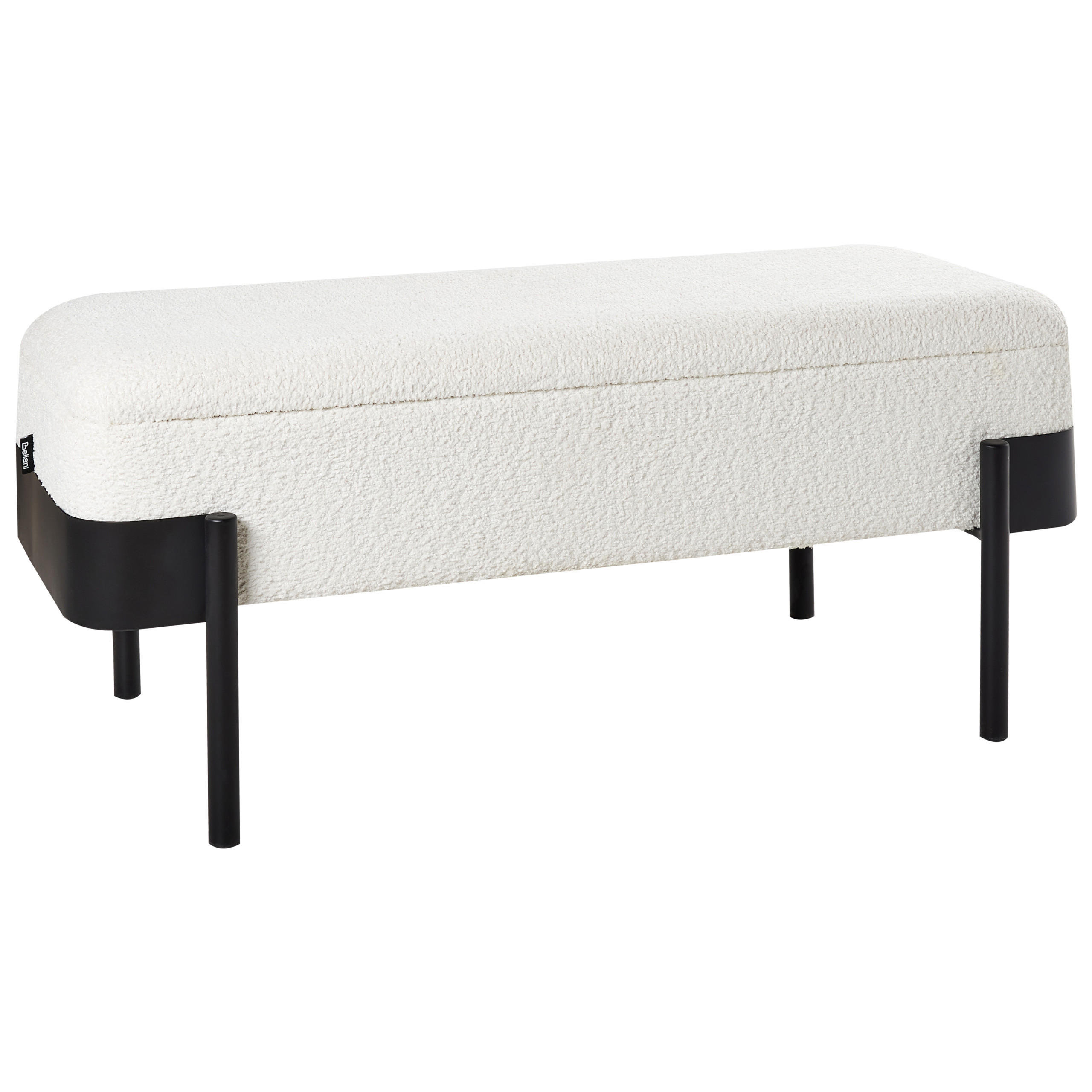 FÖRVARINGSBÄNK gräddvit Warren - Vit/Svart, Textil (40/45/100cm) - Beliani