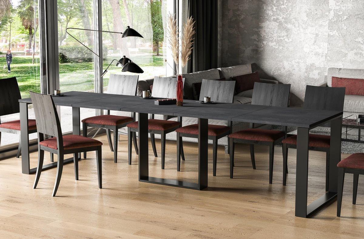 ESSTISCH Borys ausziehbar bis 310 cm - Graphitfarben, Holzwerkstoff (130/90/76cm) - Endo-Moebel