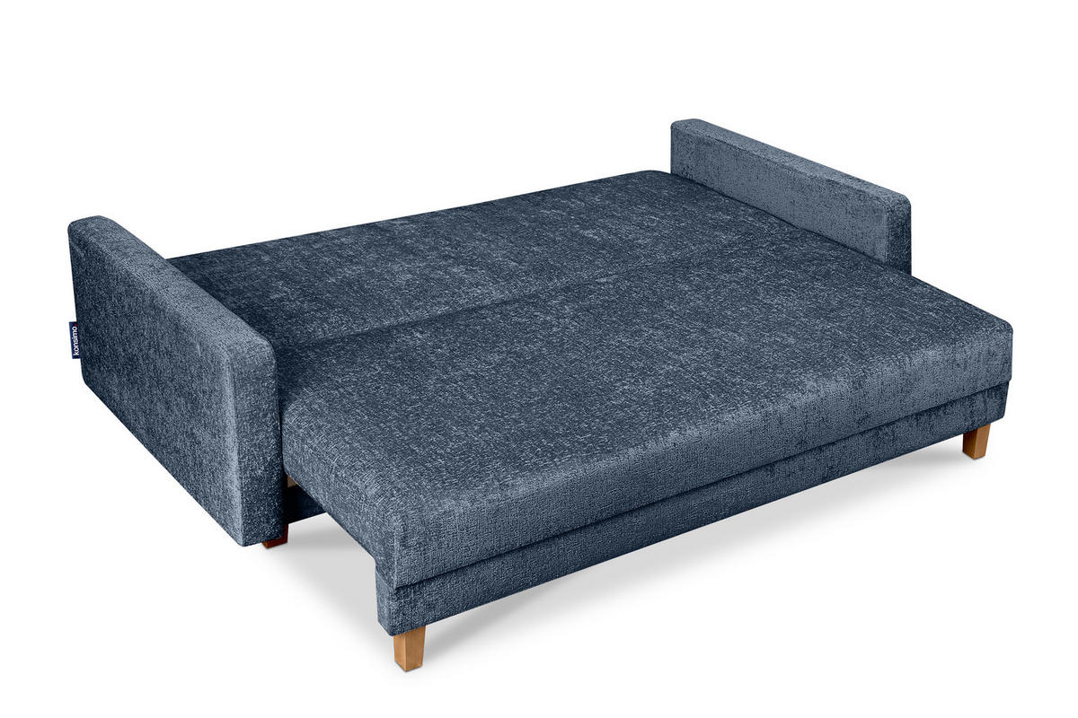 3-SITZER-SCHLAFSOFA ERISO mit weiche Sitzfläche und hohe Rückenlehne, Chenille-Stoff, blau - Blau/Braun, Textil (220/80/100cm) - KONSIMO®