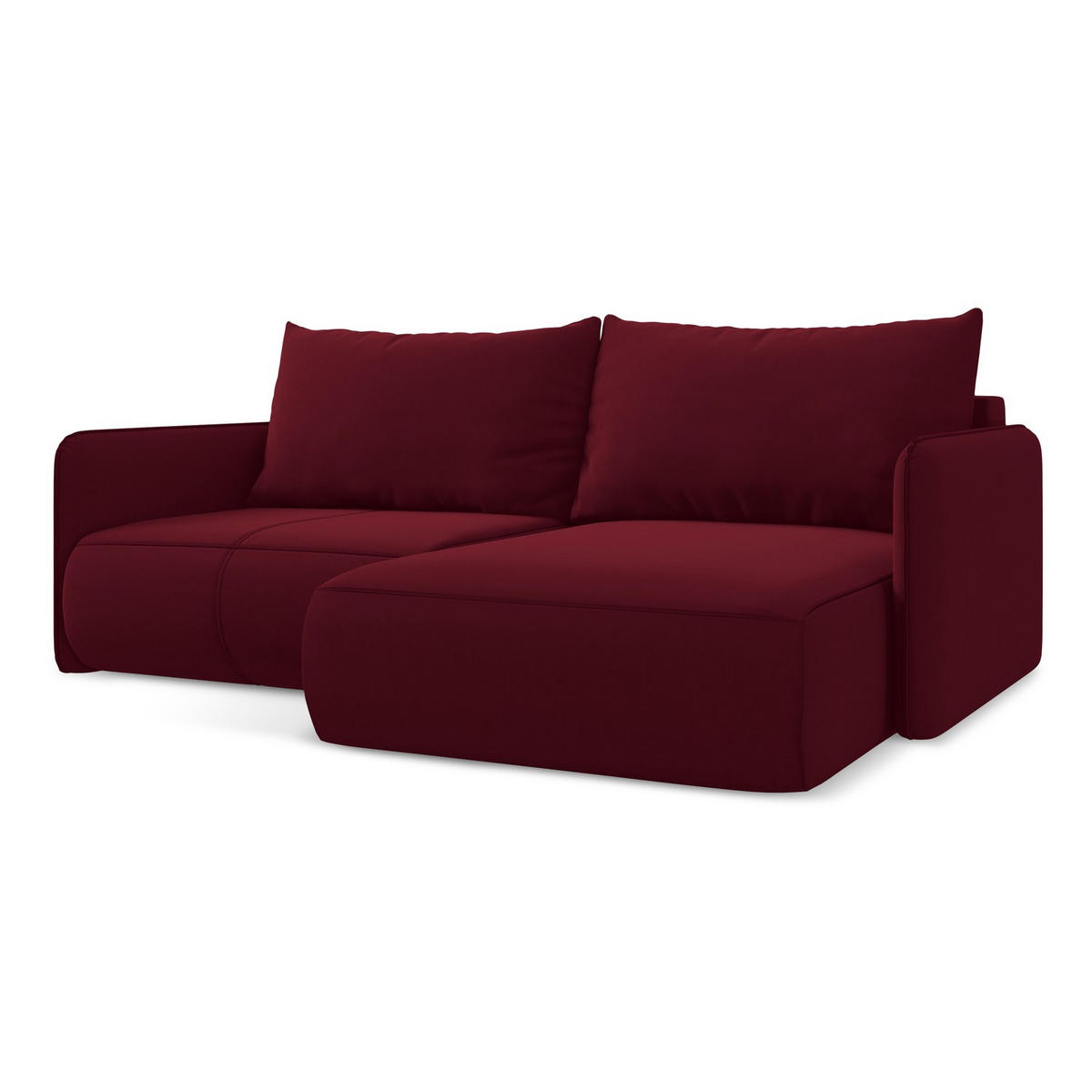 ECKSOFA mit Schlaffunktion Samt Stoff Rot - Bordeaux/Rot, Kunststoff/Textil (207/148cm) - LaMiaSofa