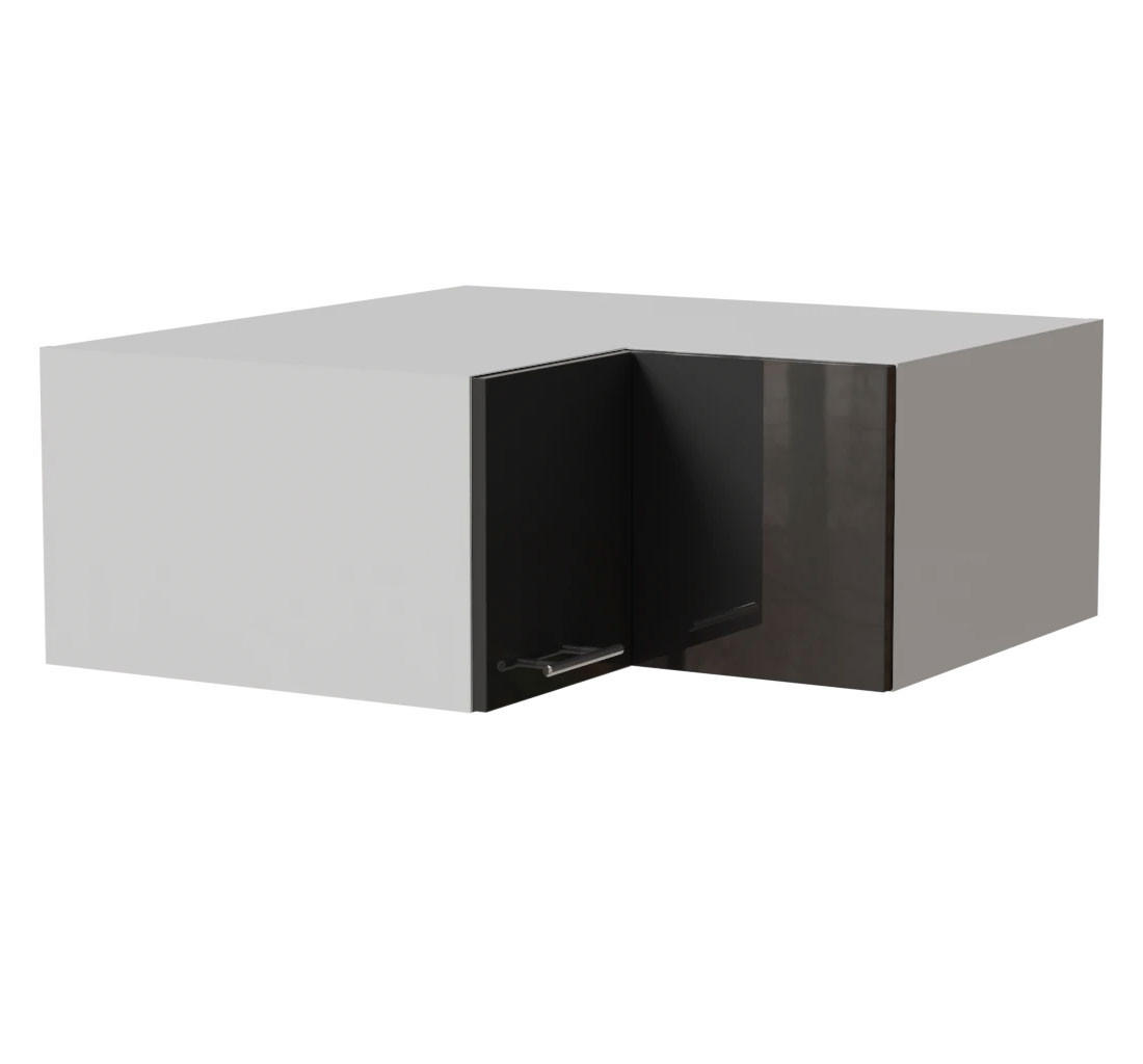 ECK-AUFSATZSCHRANK Essen W14/90/36 Graphit Hochglanz / Weiß Matt 90 / 90 / 36cm - Graphitfarben/Weiß, Holz/Holzwerkstoff (90/36/90cm) - Feldmann-Wohnen