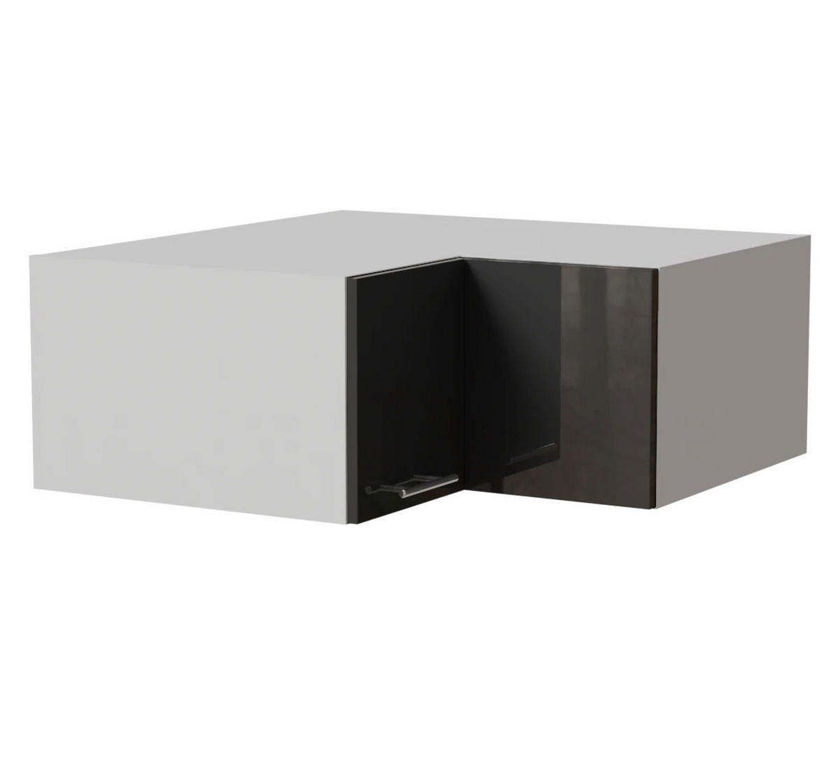 ECK-AUFSATZSCHRANK Essen W14/90/36 Graphit Hochglanz / Weiß Matt 90 / 90 / 36cm - Graphitfarben/Weiß, Holz/Holzwerkstoff (90/36/90cm) - Feldmann-Wohnen