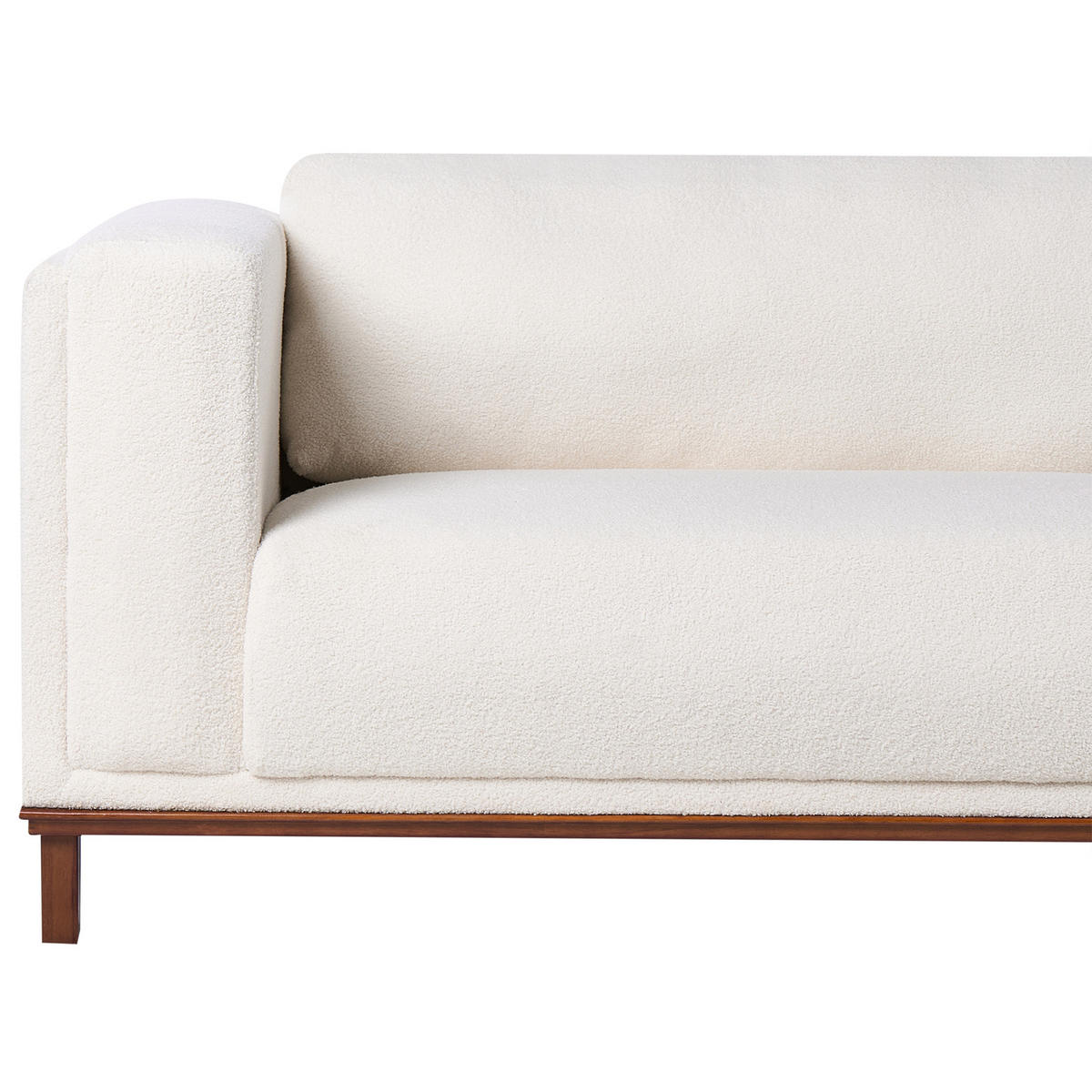 ECKSOFA 4-Sitzer Bouclé Cremeweiß linksseitig Veng - Hellbraun/Weiß, Textil (310/155cm) - Beliani