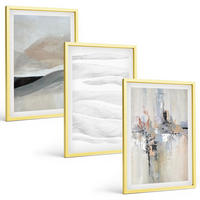 BILDER SET 3er Set - 40x60 cm Goldrahmen - Abstrakte Erdmuster - Goldfarben, Kunststoff (40/60cm) - TULUP