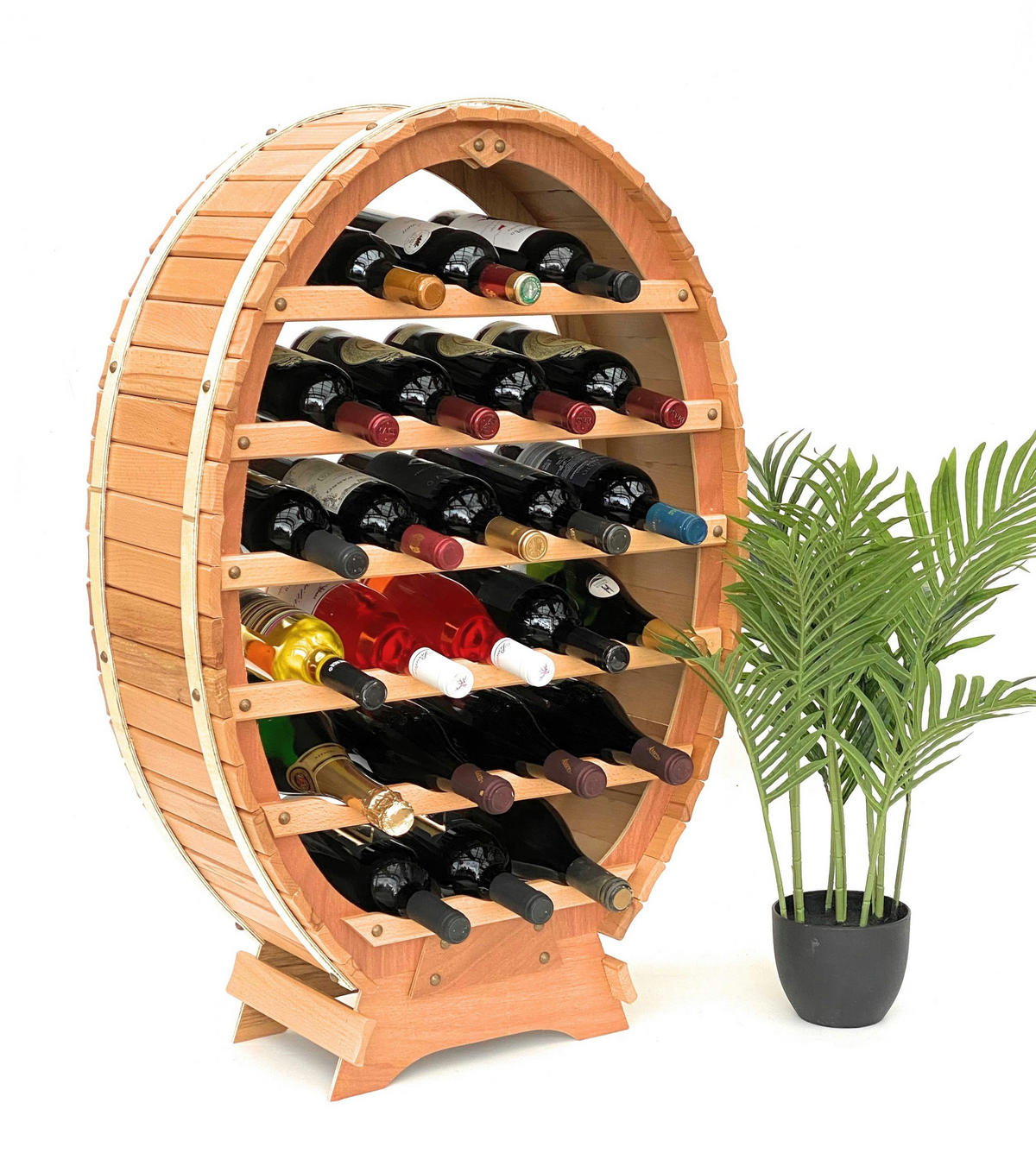 WEINREGAL Weinfass für 24 Flaschen Natur Holz Stehend - Braun, Holz (62/90/24cm) - DanDiBo