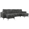 WOHNLANDSCHAFT AXEL U Cord Dunkelgrau - Schwarz/Grau, Textil/Metall (312/90/140cm) - MKS