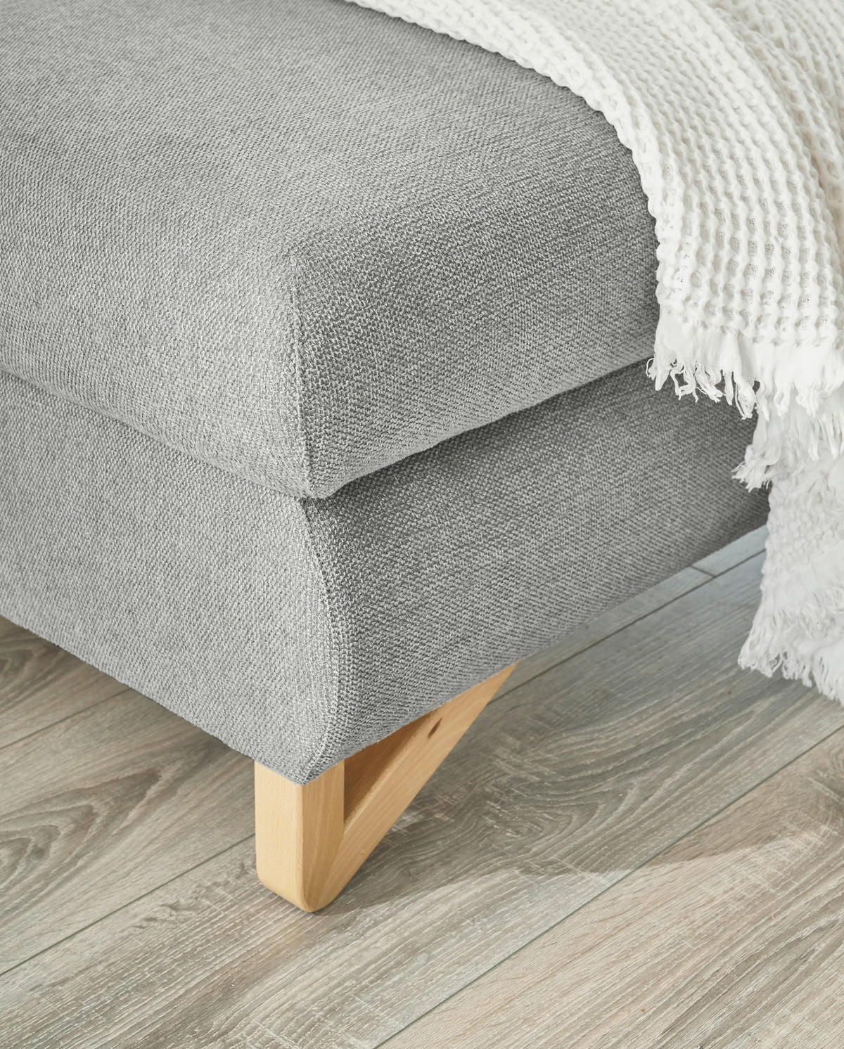 ECKSOFA hellgrau Struktur-Stoff, Wohnzimmer Sofa - Hellgrau, Holz/Textil (284/166cm) - Furn.Design