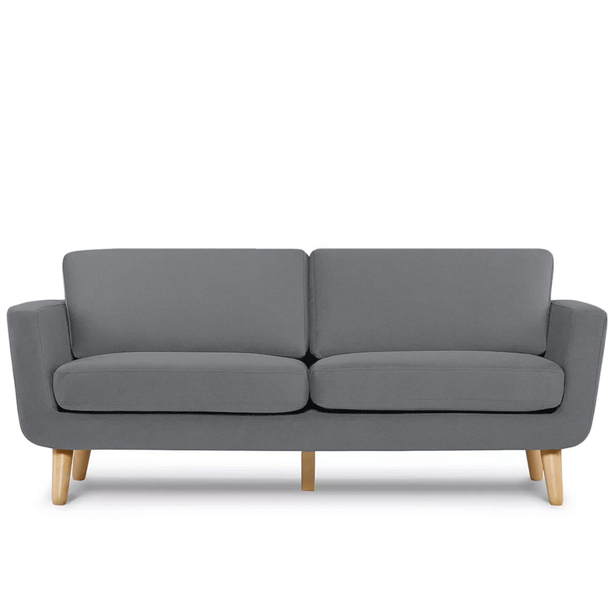3-SITZER-SOFA TAGIO mit Armlehnen, Grau - Braun/Grau, Buchenholz/Textil (88/80/190cm) - KONSIMO®