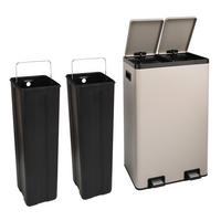MÜLLTRENNSYSTEM 2x30L 2 Fächer Mülleimer Pulverbeschichteter Stahl Taupe - Taupe, Metall (47/72/32cm) - SVITA