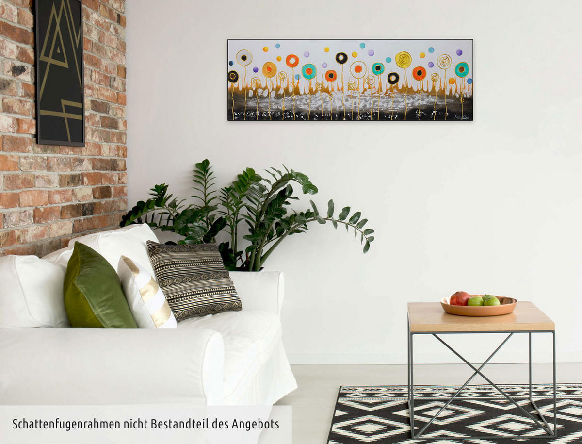 ACRYLBILD HANDGEMALT 120/40 cm - Goldfarben/Multicolor, Holz/Textil (1.5/40cm) - KUNSTLOFT