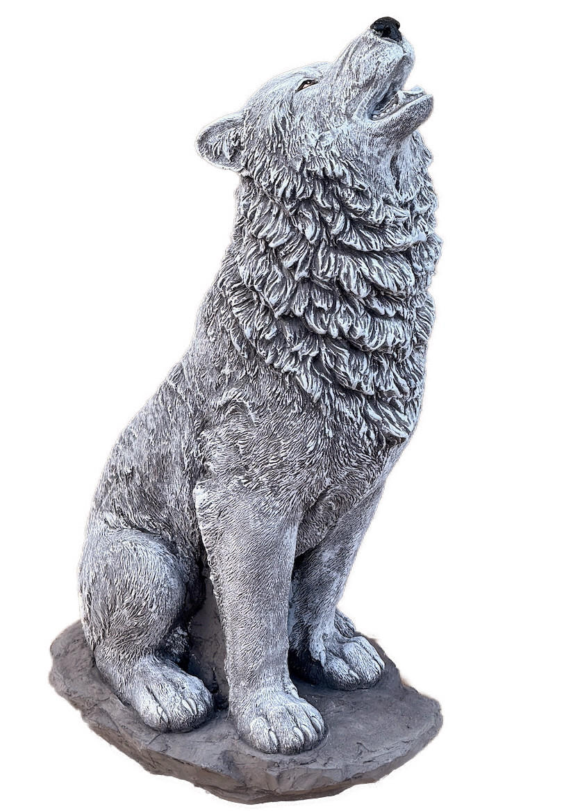STEINFIGUR Wolf, frostfest, massiv - Grau, Stein (18/41/23cm) - stoneandstyle