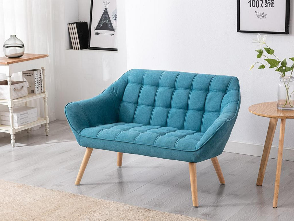 SOFA 2-Sitzer - Stoff - Blau - CASERTA - Blau, Textil (73/77/127cm) - Vente-Unique