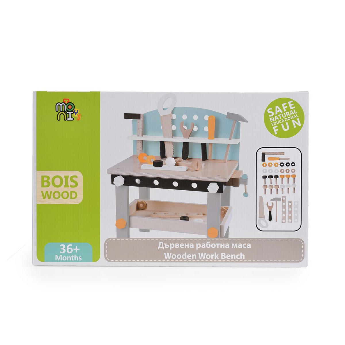 SPIELWERKZEUG Kinderwerkbank 1176 bunt Holz, Kinderwerkzeug, Säge, Hammer, Schrauben, Werkbank, Motorik - Multicolor, Holz (29/49/45cm) - Moni