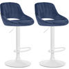 BARHOCKER 2er Set Samt blau - Blau/Weiß, Textil (47/85/48cm) - CLP
