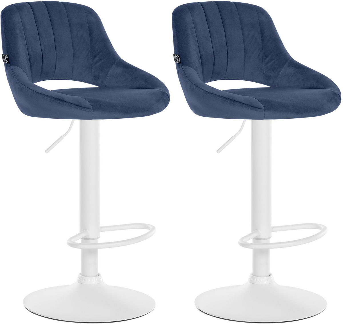 BARHOCKER 2er Set Samt blau - Blau/Weiß, Textil (47/85/48cm) - CLP
