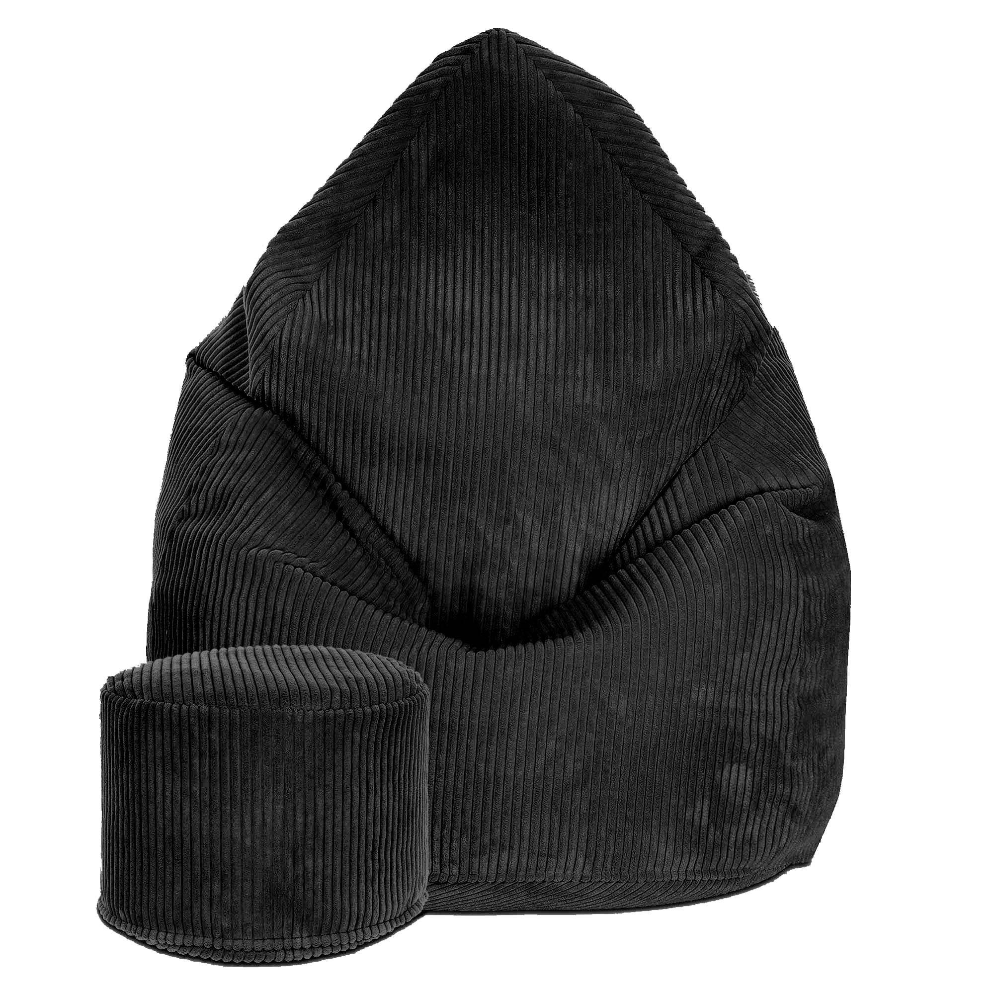 SITZSACK MIT FUßSTÜTZE Kordsamt 2-tlg Black Beauty M - Schwarz, Textil (80/120/80cm) - Dreamroots