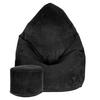 SITZSACK MIT FUßSTÜTZE Kordsamt 2-tlg Black Beauty M - Schwarz, Textil (80/120/80cm) - Dreamroots