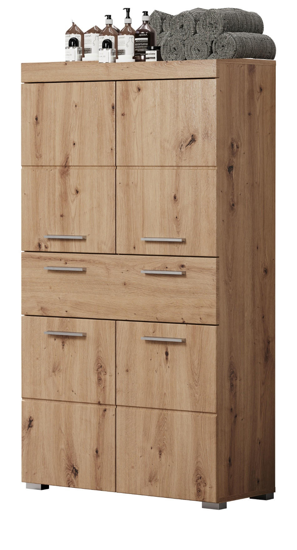MIDISCHRANK Asteiche 73 x 132 cm, Badschrank mit viel Stauraum - Eichefarben, Holzwerkstoff/Kunststoff (73/132/31cm) - Top.Furn