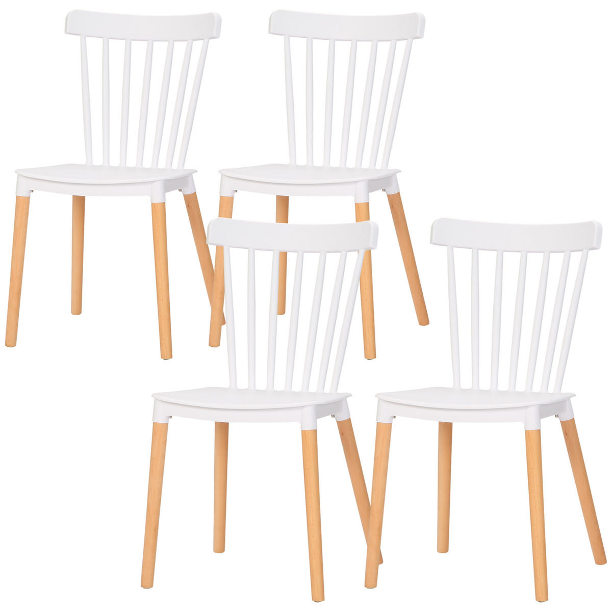 ESSZIMMERSTÜHLE 4er-Set DE-13228 Skandinavisch mit hoher Rückenlehne Weiß - Weiß, Kunststoff (52.5/83/48cm) - ComfortXL