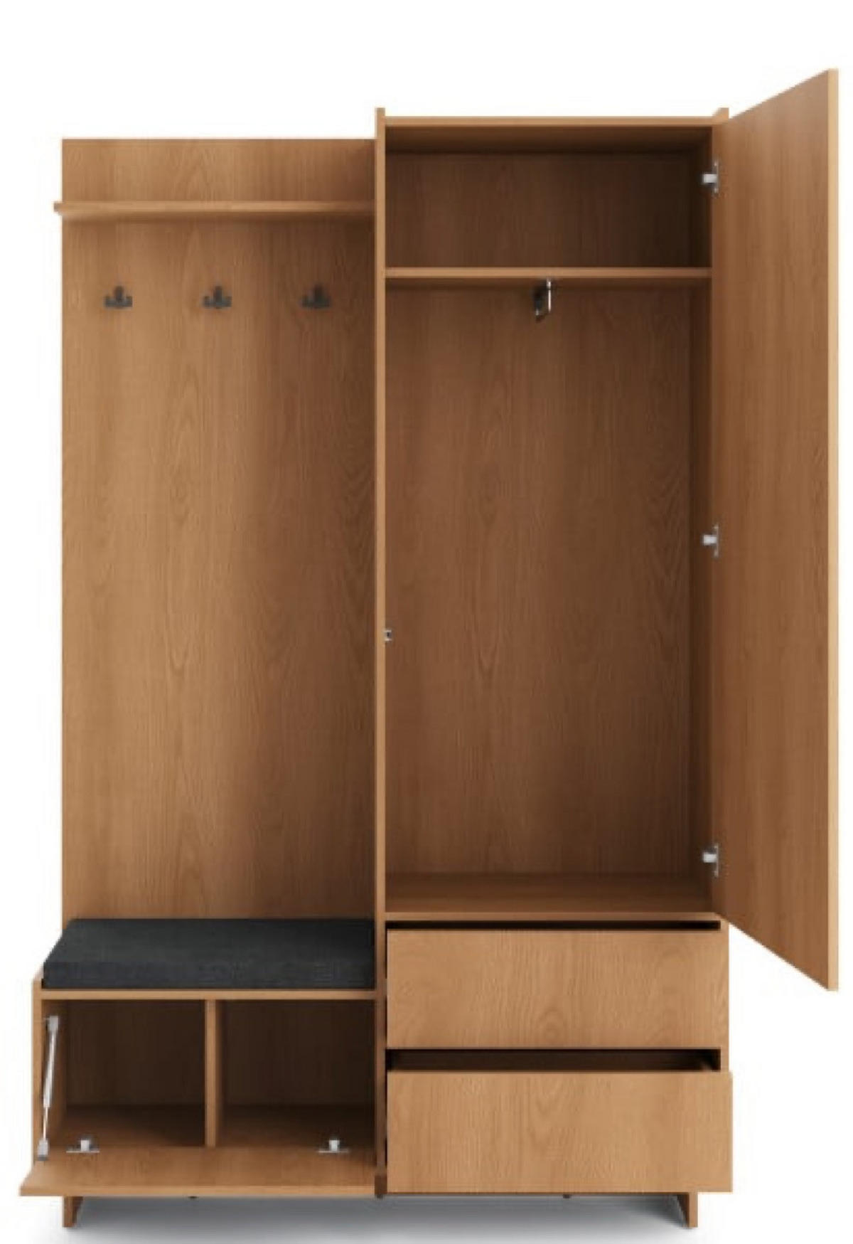 GARDEROBE Eiche Sumi 125x39 cm Mit Spiegel Aus Holzwerkstoff - Eichefarben, Holzwerkstoff (125/201/39cm) - Sepro Meble