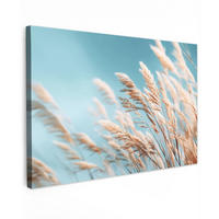 LEINWANDBILD Ziergras - Wind - Hellbraun Deko Schlafzimmer 30x20 cm - Hellblau, Textil (30/20cm) - MuchoWow