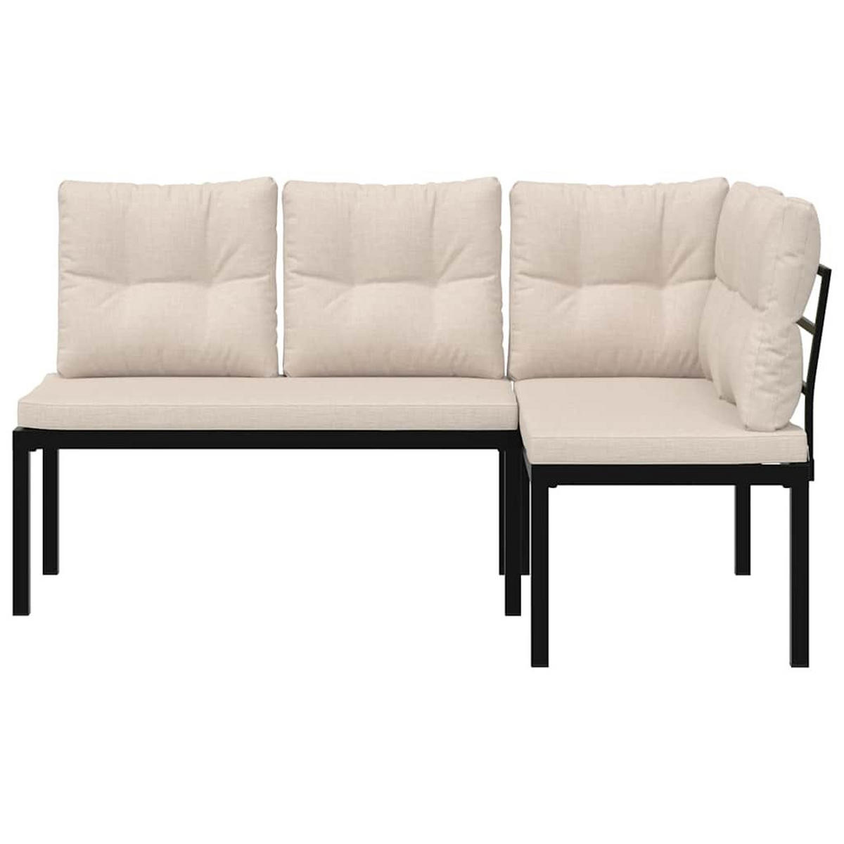 GARTENBÄNKE mit Kissen 2 Stk. Schwarz Pulverbeschichteter Stahl - Schwarz, Metall (118/78/63cm) - furnicato