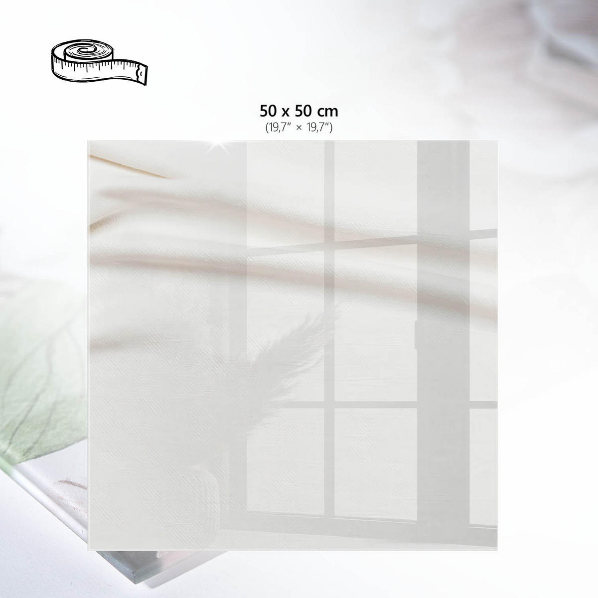 TISCHPLATTE 50x50 cm – Feine Textur - Beige, Glas (50/50/0.4cm) - Wallfluent