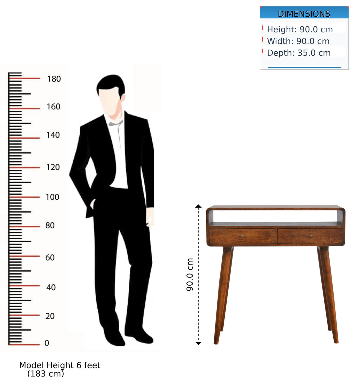 KONSOLENTISCH im Kastanienholz-Finish - Messingfarben/Braun, Holz/Metall (35/90/90cm) - Artisan Furniture
