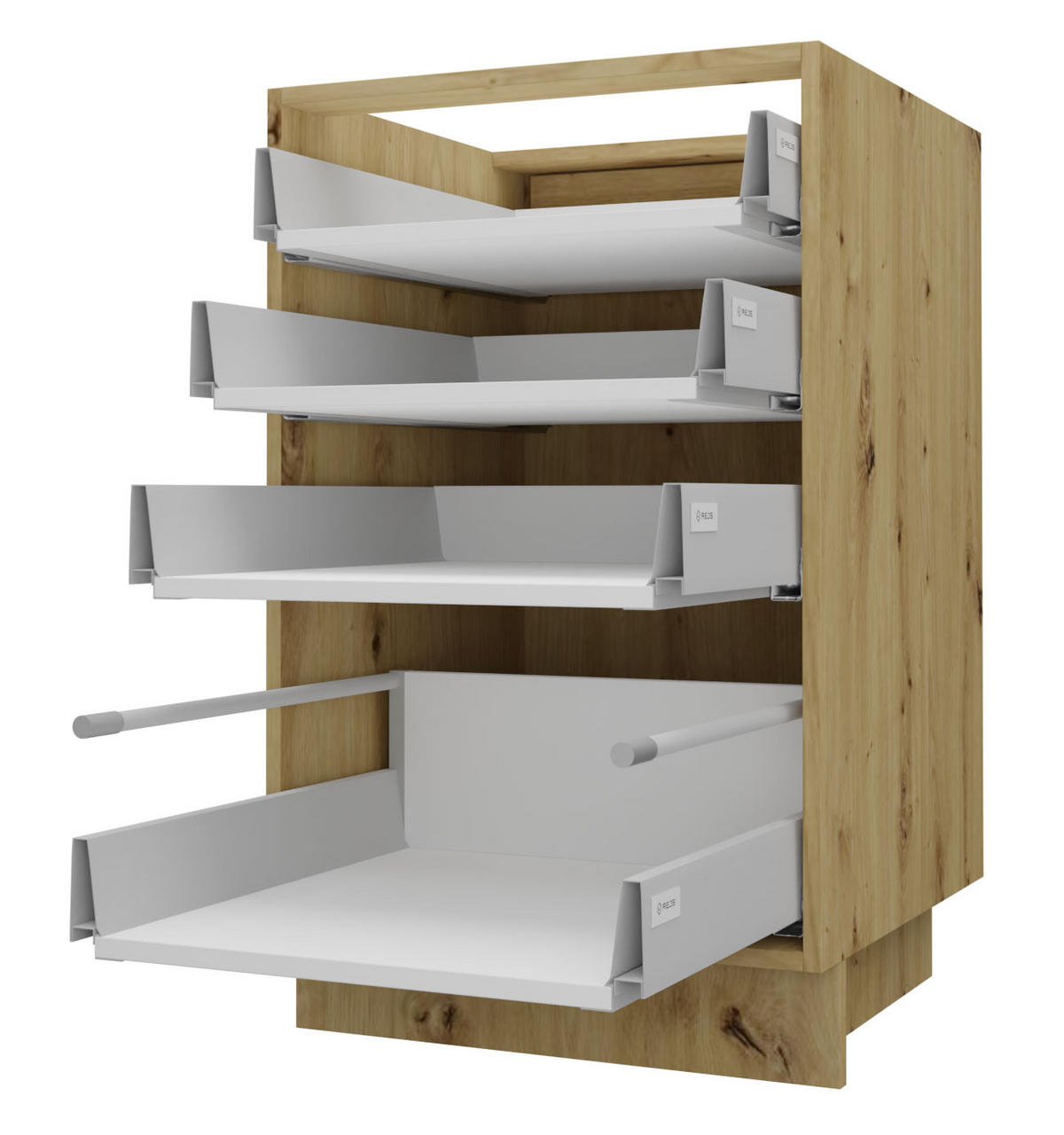 SCHUBLADENUNTERSCHRANK Brerra D4R/40 Korpus eiche artisan / Front RAL 3002 karminrot Hochglanz 40 / 50 / 82 cm - Rot/Eiche Artisan, Holz/Holzwerkstoff (40/82/50cm) - Feldmann-Wohnen