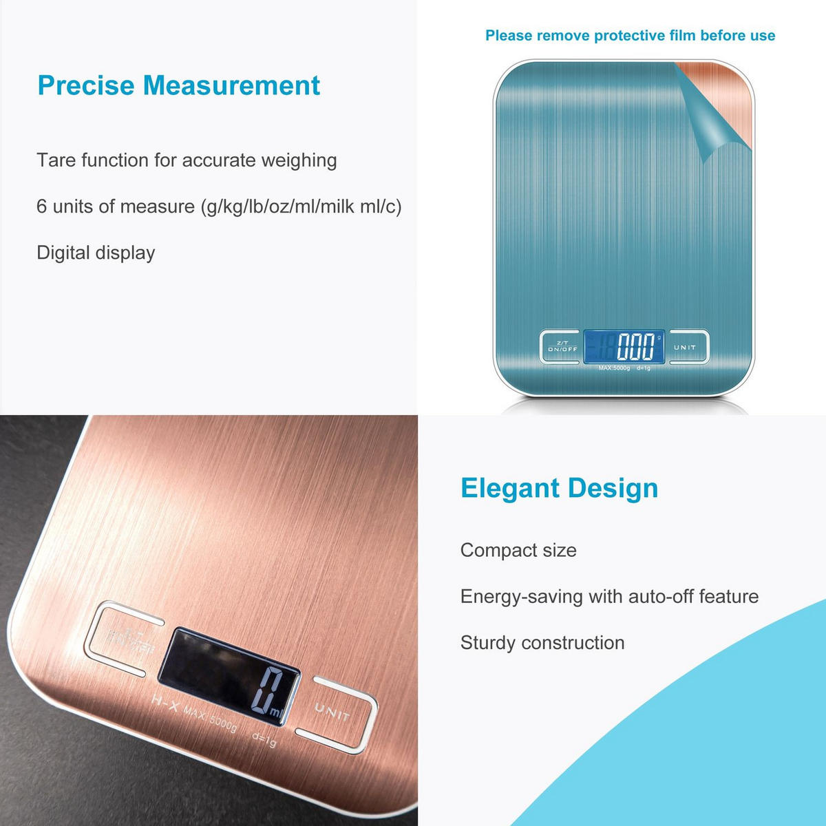KÜCHENWAAGE mit LCD Display - Rosa, Metall (16.5/3/20.5cm) - Intirilife