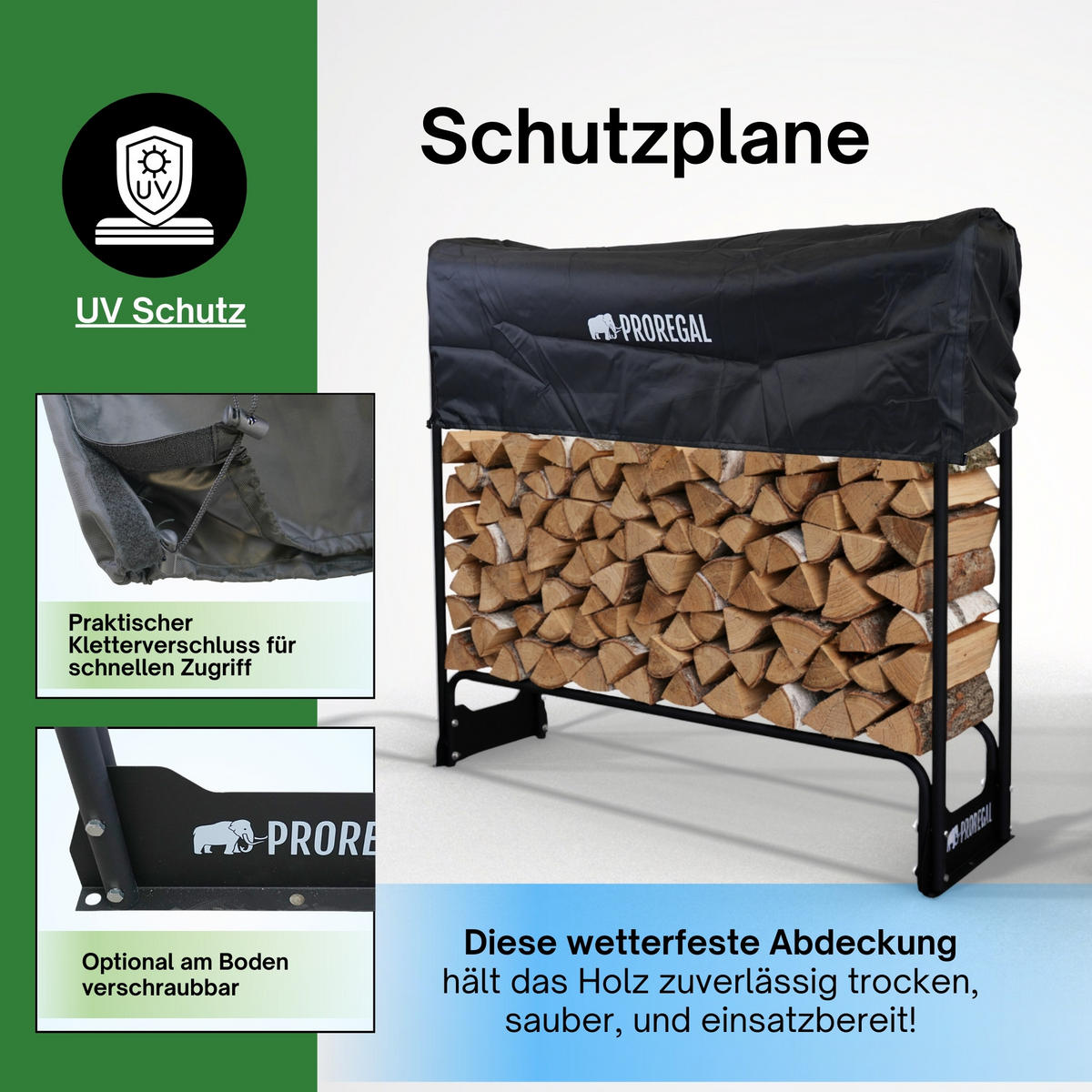 KAMINHOLZREGAL Chimera außen inkl Abdeckung 117x130x36cm Schwarz - Schwarz, Metall (130/117/36cm) - PROREGAL