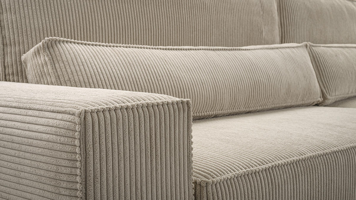 ECKSOFA - Denver L - Dunkelbeige - Beige, Holz (290/200cm) - Möblo