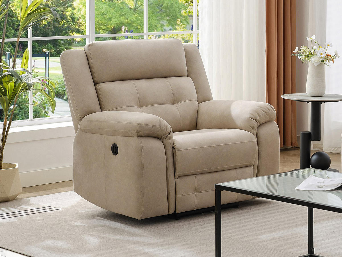 RELAXSESSEL - 1 Person - stoff - beige Ortiano - Beige, Textil (103/102/97cm) - Vente-Unique