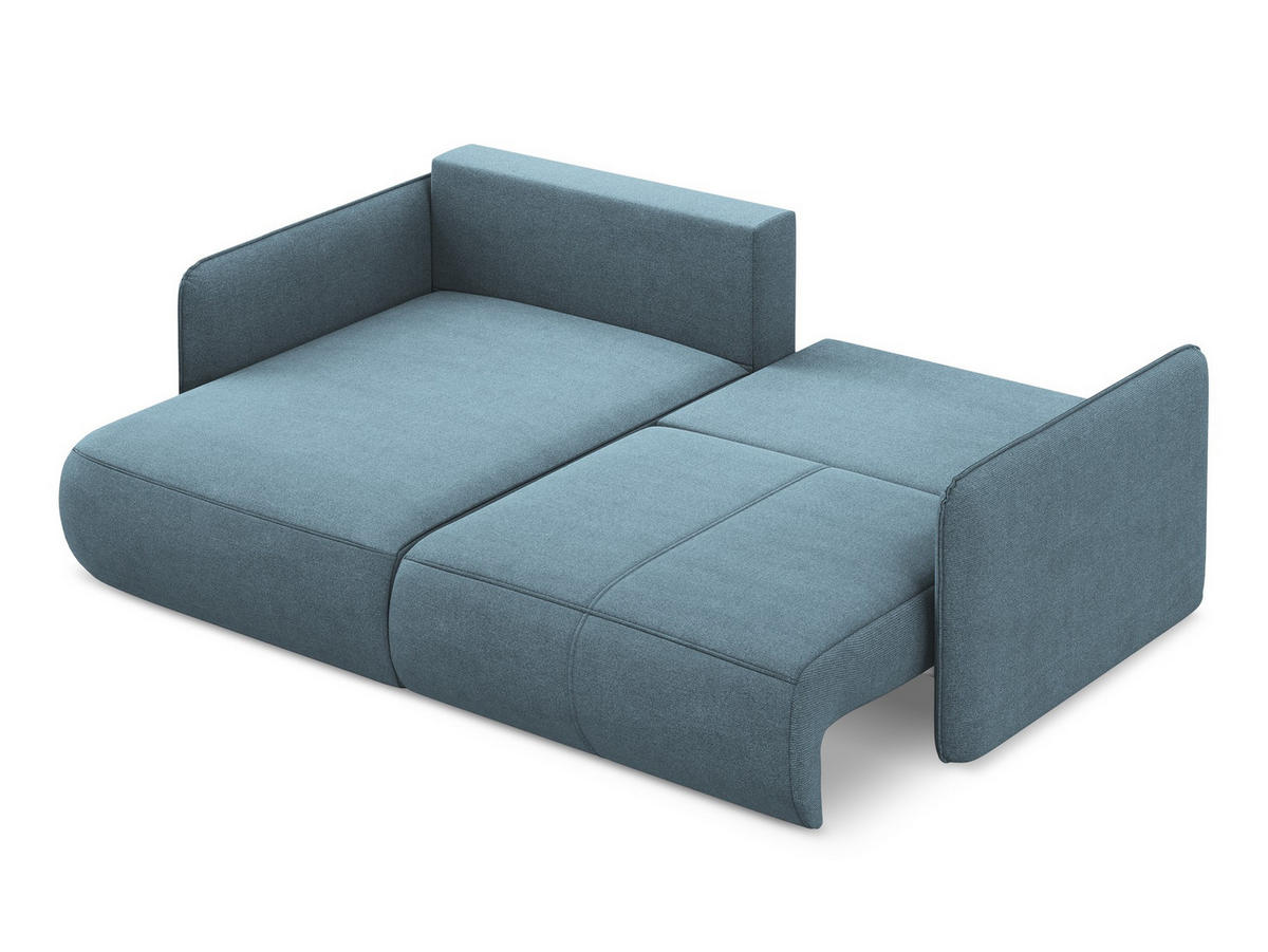 ECKSOFA mit Schlaffunktion Strukturstoff Stoff Blau - Blau/Schwarz, Kunststoff/Textil (148/207cm) - Makamii