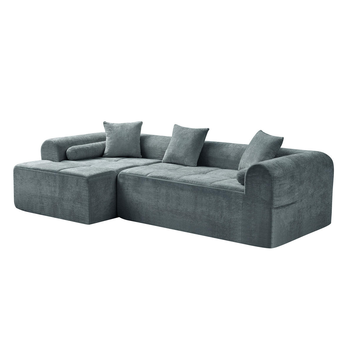 ECKSOFA 263/132.5/68 cm Blau Chenille - Blau, Textil (263/132.5cm) - Oxeza