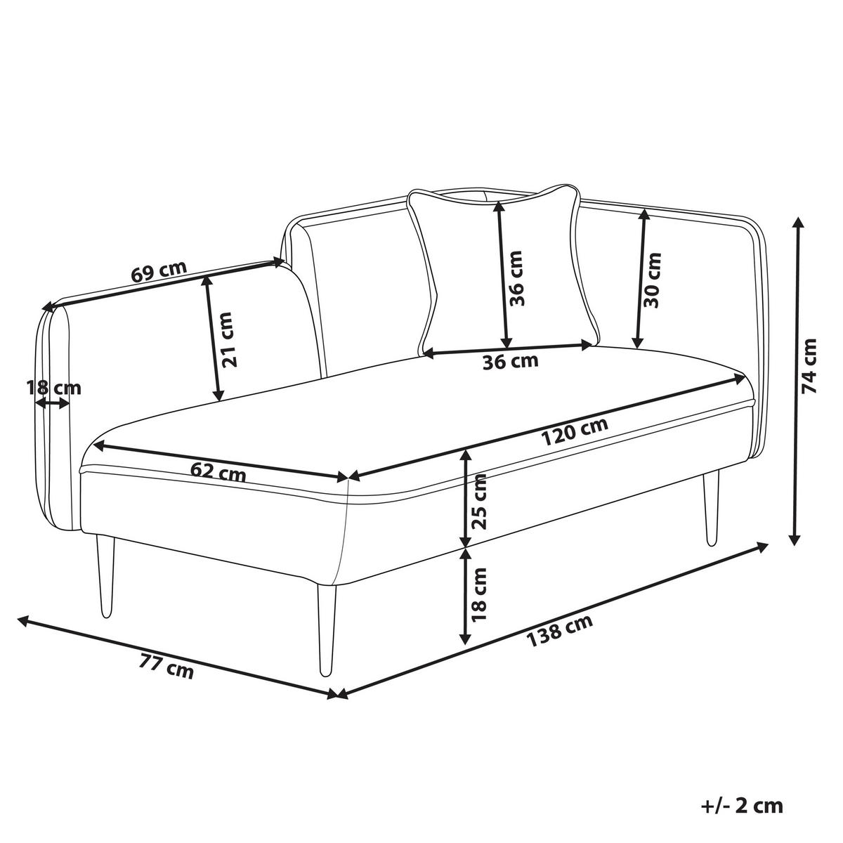 CHAISELONGUE Bouclé hellbeige rechtsseitig Chevannes - Beige/Schwarz, Textil (138/74/77cm) - Beliani