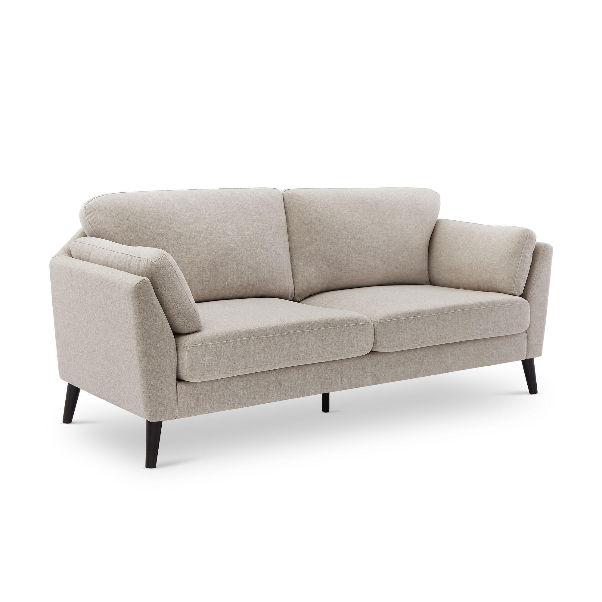 SOFA 2-Sitzer Maja Skandinavisches aus beigem Stoff - Beige/Dunkelbraun, Holz/Holzwerkstoff (195/86/80cm) - Sicaan