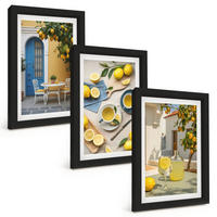 BILDER SET 3er Set - 20x30 cm Schwarzer Rahmen - Zitronenlimonade blaue Tür - Schwarz, Kunststoff (20/30cm) - TULUP