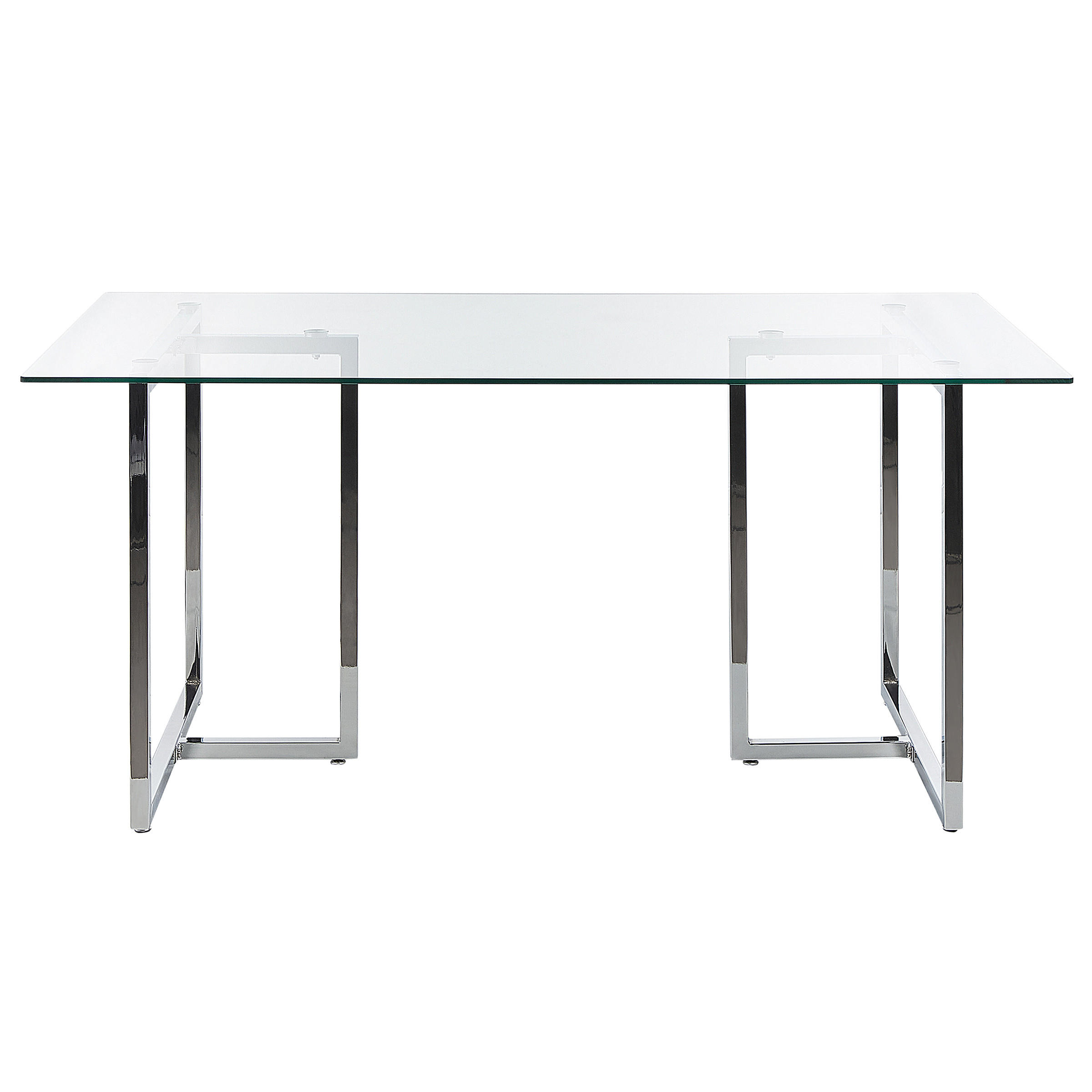 ESSTISCH 160/90/75 cm Silberfarben Rechteckig Envia - Silberfarben, Glas (160/90/75cm) - Beliani