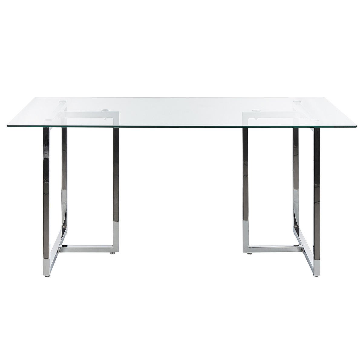 ESSTISCH 160/90/75 cm Silberfarben Rechteckig Envia - Silberfarben, Glas (160/90/75cm) - Beliani