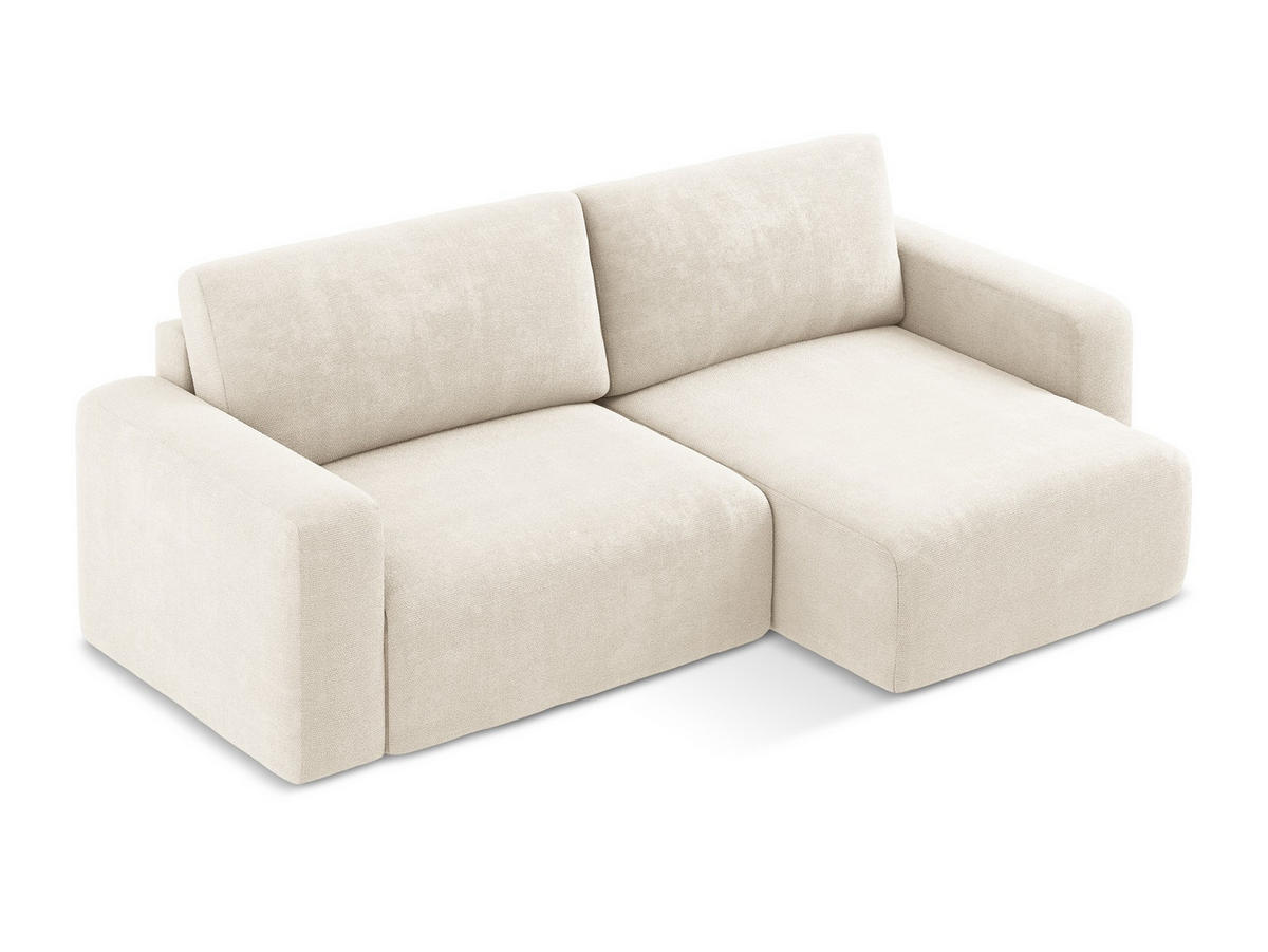 ECKSOFA mit Schlaffunktion rechts Chenille Stoff Beige - Beige/Creme, Kunststoff/Textil (244/149cm) - Makamii