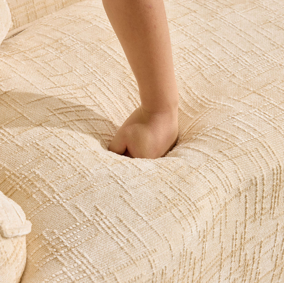 2-SITZER 170/87/65 cm beige aus Schaumstoff und Federkern mit 2 Kissen - Beige, Textil (87/65/170cm) - OKWISH