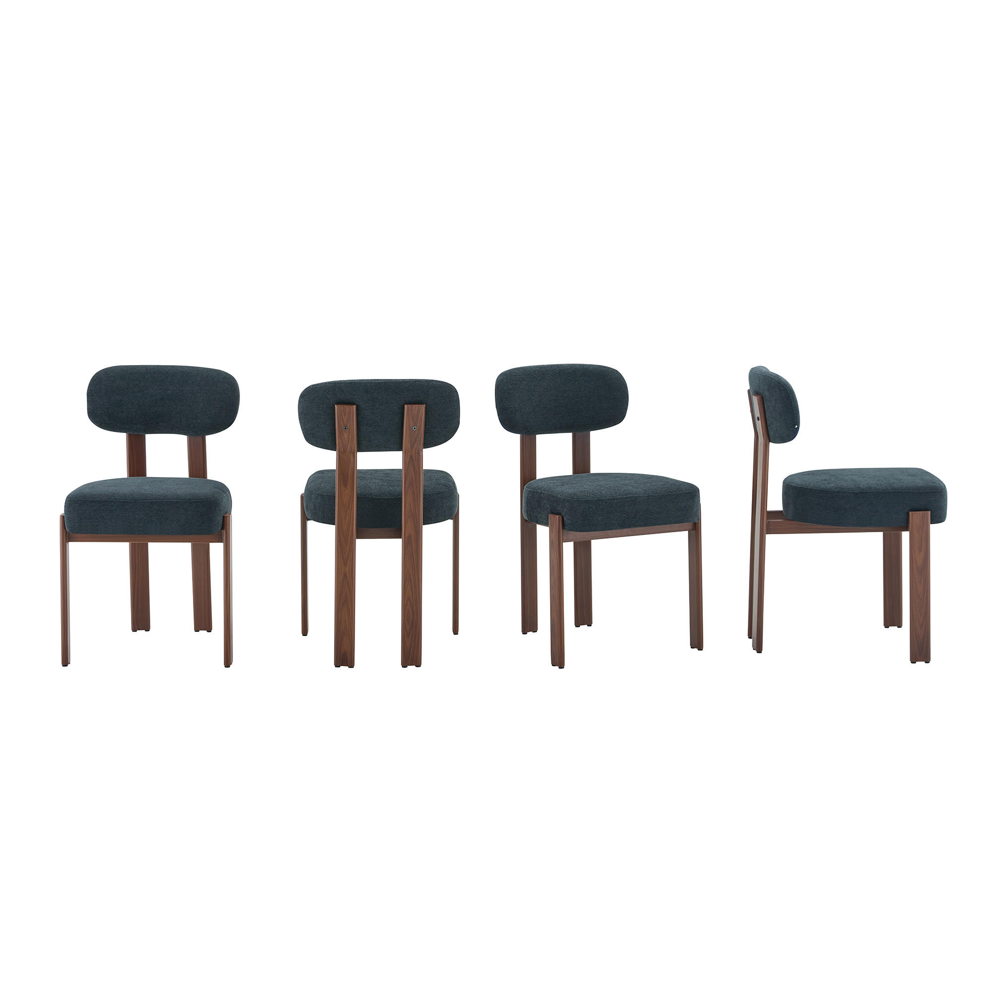 STUHL-SET DE-36458 4 Stück mit gebogener Rückenlehne Schwarz - Schwarz, Metall (57/82.5/49cm) - ComfortXL