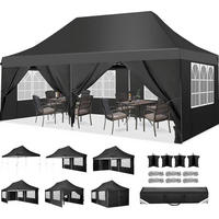 FALTPAVILLON 3x6m Wasserdicht Stabil Schwarz - Schwarz, Textil (299.7/294.6/599.4cm)