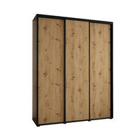 SCHWEBETÜRENSCHRANK 235,2/190/45 3-türig - Schwarz/Eiche Artisan, Holz/Metall (190/235/45cm) - Abiks Möbel