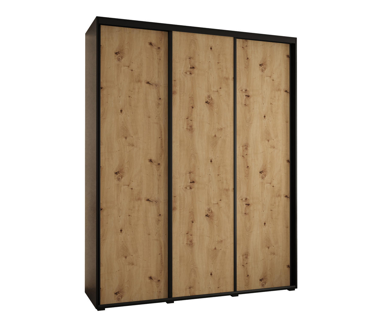 SCHWEBETÜRENSCHRANK 235,2/190/45 3-türig - Schwarz/Eiche Artisan, Holz/Metall (190/235/45cm) - Abiks Möbel