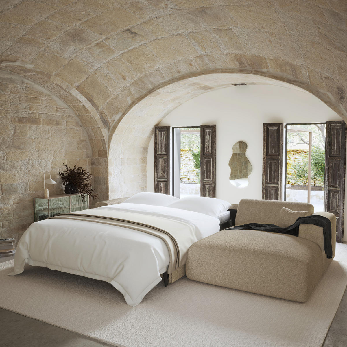 ECKSOFA RECHTS SCHLAFSOFA Steinbock Taupe 280cm - Taupe, Textil (299/165cm) - Sia Home