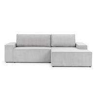 ECKSOFA Rivio mit Schlaffunktion und Bettkasten, Cordstoff Hellgrau - Hellgrau/Schwarz, Holz/Kunststoff (262/149cm) - S-Style