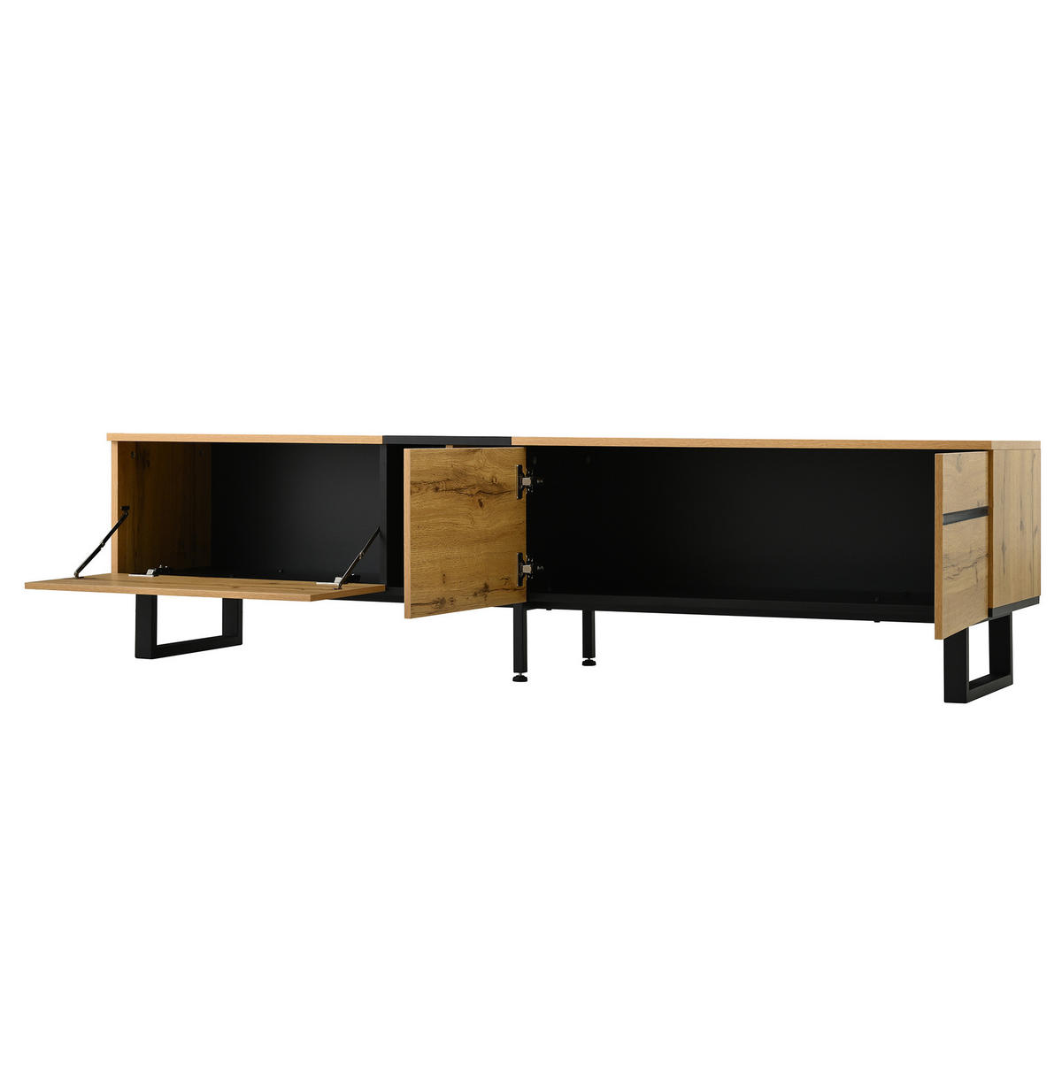 TV-LOWBOARD 180/38/45 cm Holz aus Spanplatte mit Klappfach - Eichefarben, Holzwerkstoff (38/45/180cm) - OKWISH