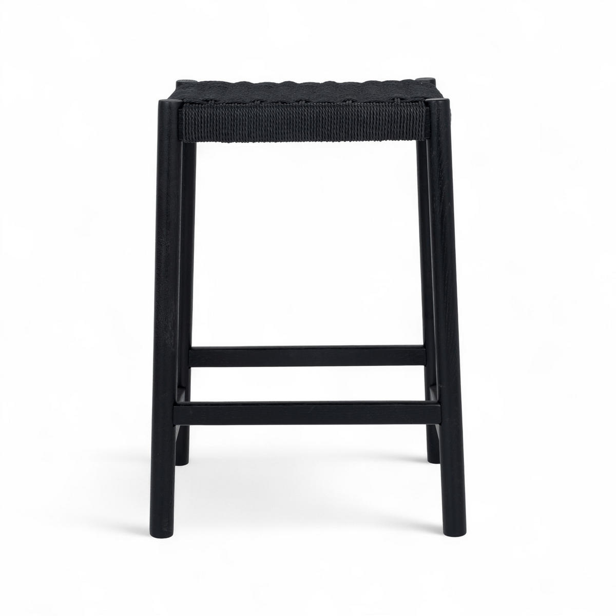 BARHOCKER-SET 2 Stück in Rattan / Eiche Schwarz - Schwarz, Holz/Papier (44/66/37cm) - Furnhouse